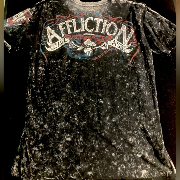 SOLD! Reversible Affliction Men’s American Customs Graphic TEE size Medium - Picture 7 of 7